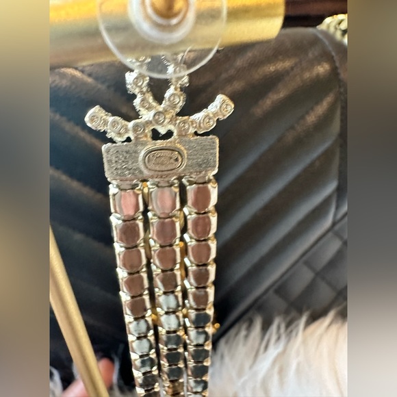 Authentic Chanel CC Drop Earrings Multicolor Crystal Embellished Metal - Picture 5 of 10